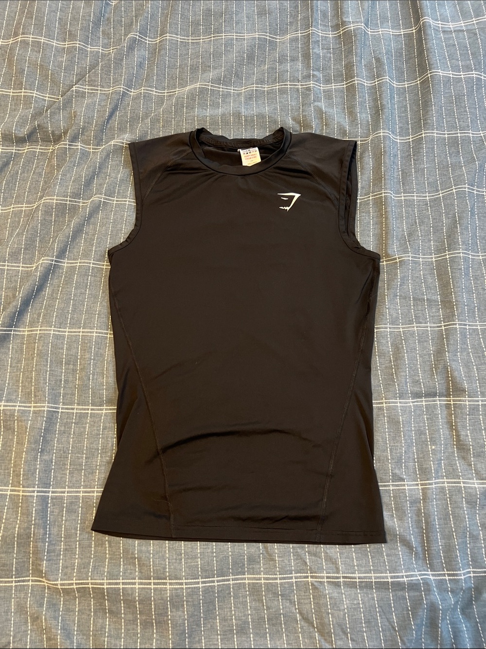Gymshark Black Sleeveless Performance Tank with White Logo